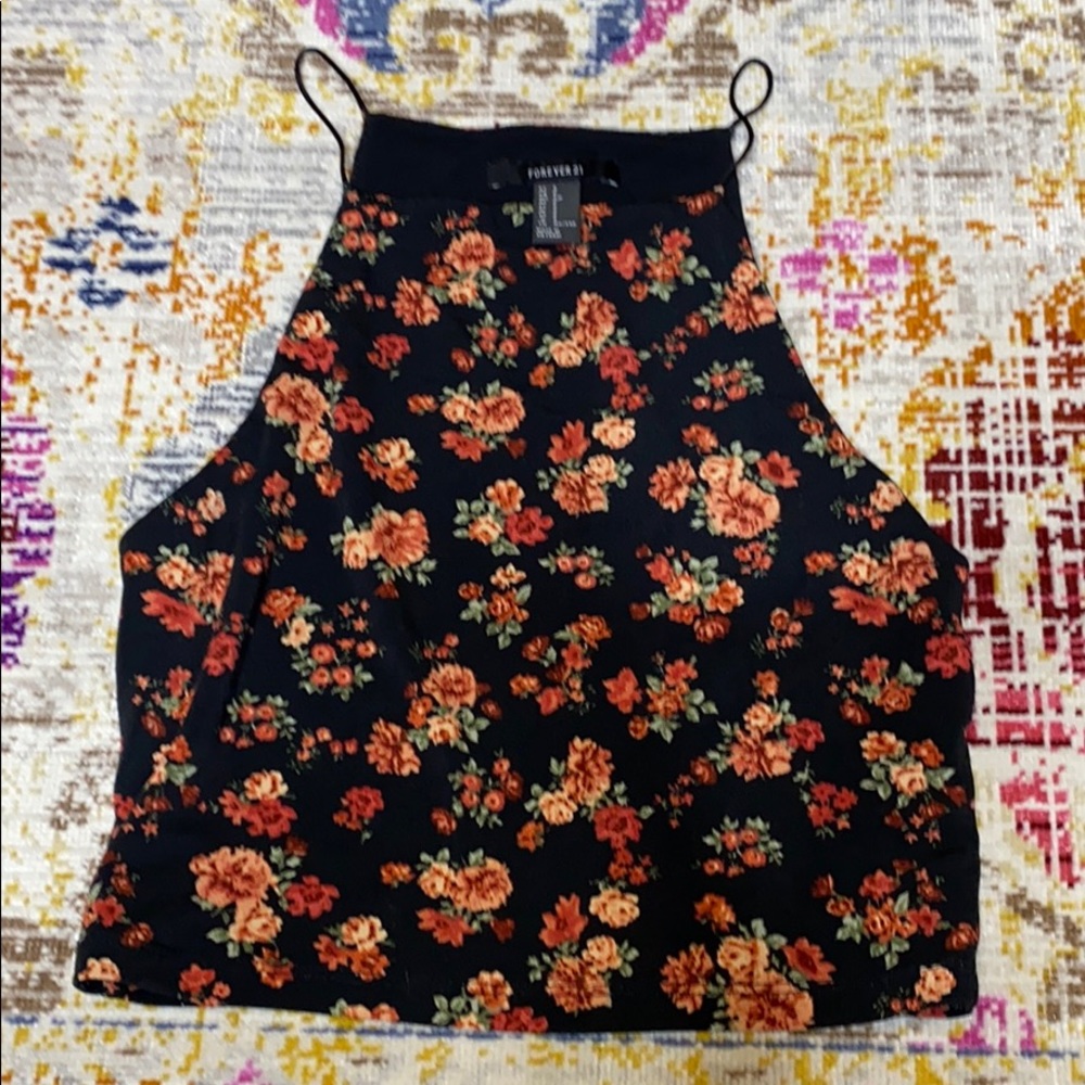 Floral Spaghetti Strap Crop Top